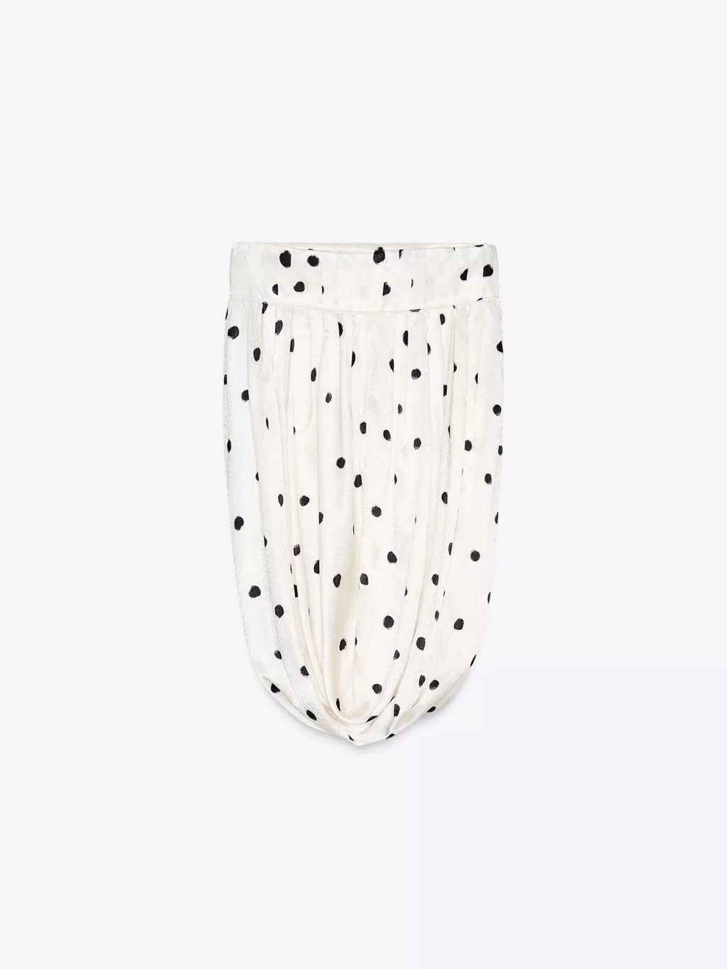 Zara White Midi Skirt With Black Polka Dots